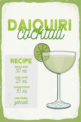 Produktbild von vianmo Holzschild 30x20 cm Daiquiri Cocktail Recipe