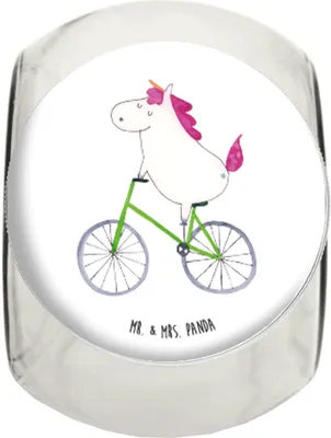 Produktbild von Mr. & Mrs. Panda Bonboniere Einhorn Radfahrer XL 2000ml - Weiß - Geschenk, Teedose, Radfahren, keksglas, Einhörner, Bike, Dekoglas, aufbewahrungsglas, Kaffeedose, Unicorn