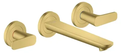 Productafbeelding van AXOR Citterio C wastafelmengkraan, 3-gats, inbouwmodel voor wandmontage, met uitloop van 195 mm, geborsteld messing