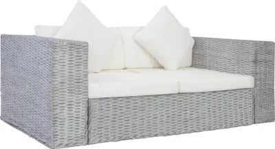 Produktbild von vidaXL 2-tlg. Sofagarnitur mit Auflagen Grau Natur Rattan