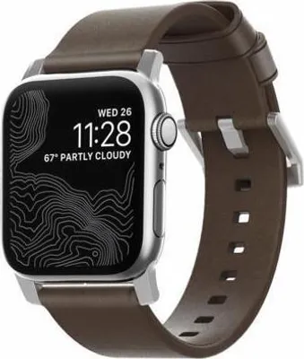Produktbild von Moderní kožený řemínek Nomad pro Apple Watch 38/40 mm - Stříbrný konektor / Hnědý