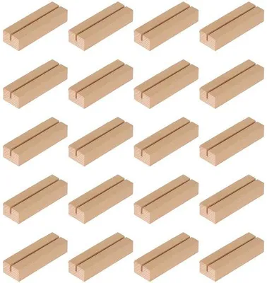 Produktbild von Holz-Kartenhalter-Set aus 20 - hochwertiges Holz - 10 x 3 x 2 cm - Kartenhalter für Tisch und Foto