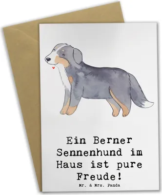 Produktbild von Mr. & Mrs. Panda Beileidskarte Berner Sennenhund Freude - Weiß - Geschenk, Grußkarten, einladungskarten, Hundeliebe, osterkarte, treuer Begleiter, Hunderassen Vielfalt