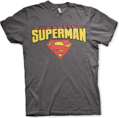 Produktbild von Superman T-Shirt Herren Blockletter Logo dunkelgrau M