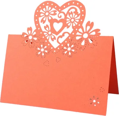 Image de 50 Packs de Cartes de Table 3D en forme de Cœur, Cartes de Table Coupées au Laser, Cartes de Table Noms Alimentaires, Cartes de Table Réception
