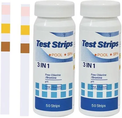 Produktbild von Pool-Teststreifen 3-in-1 - 100 Stück - pH-Wert, Chlorgehalt und Wasserhärte - inklusive digitalem Tester