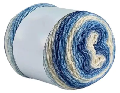 Image de Fil à tricoter pour crochet, dégradé de couleurs, coton/acrylique, bleu foncé, 4 pelotes de 100g