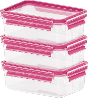 Produktbild von Emsa Frischhaltedose Clip&Close, rechteckig, violett, 0,55 l, 16,3x11,3x5,8 cm (BxLxH), Kunststoff, 3er Set, auslaufsicher, spülmaschinengeeignet, gefriergeeignet, mikrowellengeeignet, BPA-frei, für Lebensmittel & Babynahrung