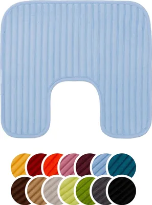 Produktbild von liebling Badteppich mit Anti-Rutsch-Beschichtung aus PVC Noppen & Bügelausschnitt, 100% Polyester, 50 x 45 cm, Fußbodenheizung geeignet, hellblau