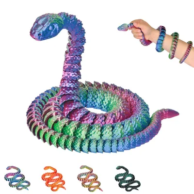 Produktbild von Schlange XL 3D – bewegliche Dekofigur 80 cm | Fantasy Sammlerfigur für Regal & Schreibtisch | 14+ – Blau-Grün-Violett