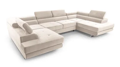 Produktbild von AX LIVING Arborio U Form Schlafsofa mit Kopfstütze Eckcouch in Beige