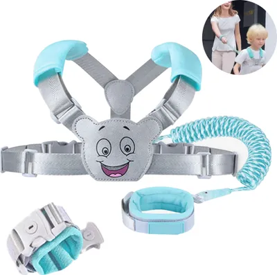 Produktbild von Rucksackgeschirr für Kinder, 2-in-1, Anti-Verlust-Handgelenkmanschette mit Schloss + Verbindungsstück, Sicherheits-Wanderrucksack für Mädchen, Jungen