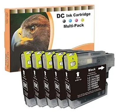 Zdjęcie produktu dla Wkłady atramentowe brother czarne 5X15ML lc kompatybilne mfc