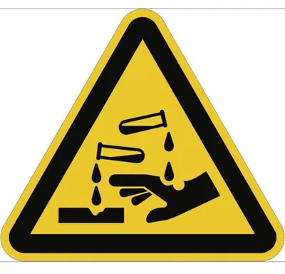 Produktbild von Dreifke® Aufkleber Warnung vor ätzenden Stoffen ISO 7010, Folie, 200 mm SL