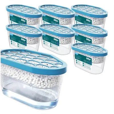 Zdjęcie produktu dla Sillar, osuszacz powietrza o pojemności 400 ml, bezwonnny, zestaw 8 sztuk – absorbent wilgoci do łazienki i szafy