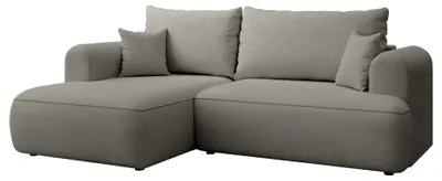 Produktbild von Selsey Ovo Mini - Eckschlafsofa linksseitig mit Stauraum, Easy-Clean-Chenille-Bezug, hellgrau