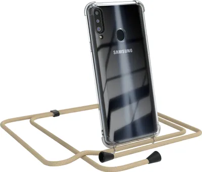 Produktbild von EAZY CASE Handykette kompatibel mit Samsung Galaxy A20s, Handyhülle mit Umhängeband, Handykordel, Schutzhülle Clear, Band in Blau