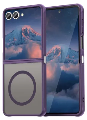 Image de Étui magnétique pour Samsung Galaxy Z Flip 7 Housse Magsafe Housse de protection antichoc cadre TPU fort anneau magnétique, Violet