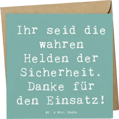 Produktbild von Mr. & Mrs. Panda Grußkarte Spruch Sicherheitsdienst Helden - Meeresbrise - Geschenk, faltkarte, Glückwunschkarte, doppelkarte, Klappkarte, Bedanken, Sicherheit