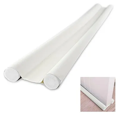 Obrázek produktu pro Těsnění pod dveře - Dvojitá těsnicí lišta - 96 cm - Bílá - Na podlahy všech typů a dveře 3,5 až 4,5 cm