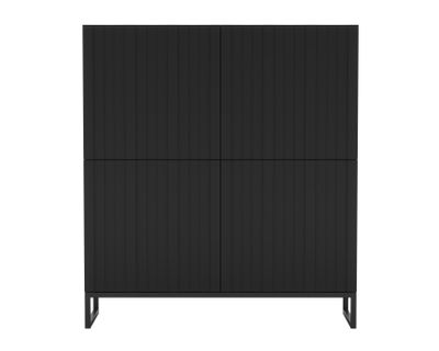 Komoda RTV Glamour Nowoczesna Szafka RTV Loft Glamour Czarny Mat 112 cm Rama Czarna