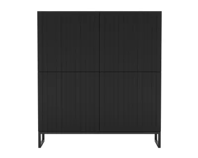 Zdjęcie produktu dla Komoda RTV Glamour Nowoczesna Szafka RTV Loft Glamour Czarny Mat 112 cm Rama Czarna