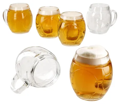 Produktbild von 6x Fußball Biergläser 0,5L geeicht Ball-Relief 6 Personen Bierkrüge aus Glas