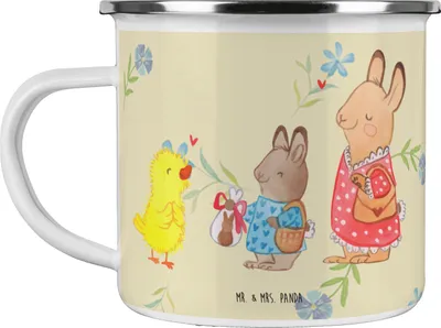 Produktbild von Mr. & Mrs. Panda Emaille Tasse Ostern Geschenke - Blumig - Geschenk, Pott, Ostergeschenke, Hase, Teetasse, Frühling, Haferl, Osterhase, Ostergrüße, metallbecher