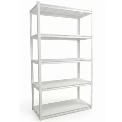 Produktbild von Schwerlastregal Metall 750kg, 183 x 91 x 41 cm, Steckregal mit 5 verstellbaren Ebenen, Garagenregal Lagerregal Kellerregal Werkstattregal, Weiß