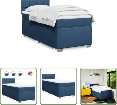Produktbild von The Living Store Boxspringbett mit Matratze Blau 90x200 cm Stoff