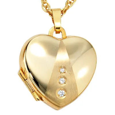 Produktbild von JOBO Medaillon Herz 333 Gold Gelbgold teilmattiert 3 Zirkonia