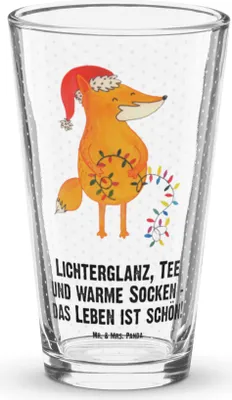 Produktbild von Mr. & Mrs. Panda Tumbler Fuchs Weihnachten - Transparent - Geschenk, Bierglas, Wasserglas, Glas, Trinkglas, Winter, Weihnachtszeit, Nikolaus, Longdrinkglas, Heiligabend