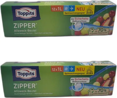 Produktbild von 2 x Toppits Zipper Allzweck Beutel 1 Liter