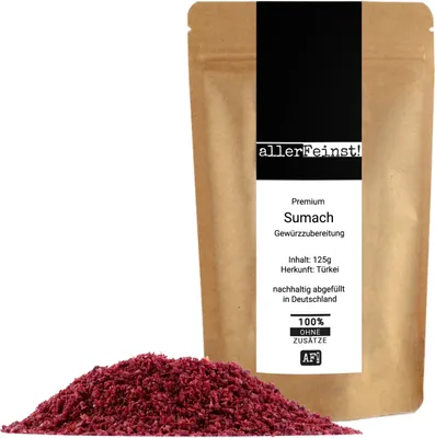 Produktbild von Premium Sumach Pulver - Gewürzzubereitung - Sumak - Essigbaumfrucht - Essigbaumgewürz - 125g