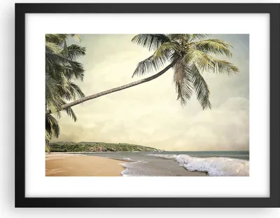 Produktbild von Gerahmtes Poster - Schwarzer Rahmen - Palme Strand Insel - 40x30 cm - Wand Bild - Wanddeko - Wandbilder - Kunstposter - Wandposter - Bilderrahmen - Bilder - Kunstdruck - Wandbild - P2BAA40x30-4154