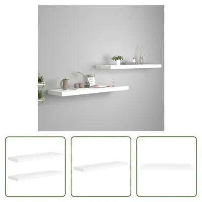 Produktbild von The Living Store Schweberegale 2 Stk. Weiß 90x23,5x3,8 cm MDF