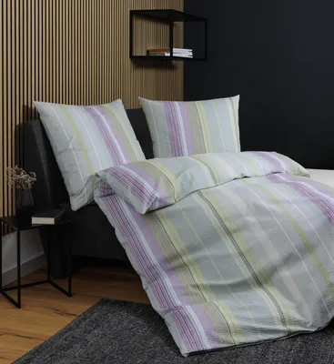 Produktbild von LOESCHEN Janine Design Seersucker-Bettwäsche-Garnitur 20162 TANGO Farbe lila salbeigrün Größe 155x220+80x80