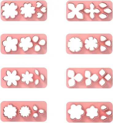 Imagen del producto de Moldes para galletas con forma de flores, juego de 8 piezas, con diferentes formas de pétalos, aptos para polímero