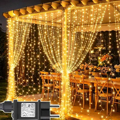 Obrázek produktu pro Světelná girlanda vánoční – šířka 6 metrů, výška 3 metry – 600 LED diod, teplá bílá barva