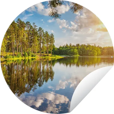 Produktbild von MuchoWow® Gartenposter Outdoor-Poster Rund Wasser - Bäume - Natur Ø 90 cm Gartendeko Rundes Poster draußen