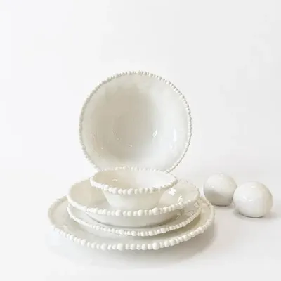 Image de Sea Pearl service de table 27 pièces 6 pers blanc bordure perles 25,4 cm