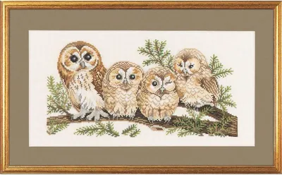 Produktbild von Eva Rosenstand kruissteekset "4 uilen", telpatroon, 30x50cm