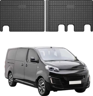 Image de Tapis de Sol pour Citroen Jumpy 2016-2025 2ème rangée en Caoutchouc Noir