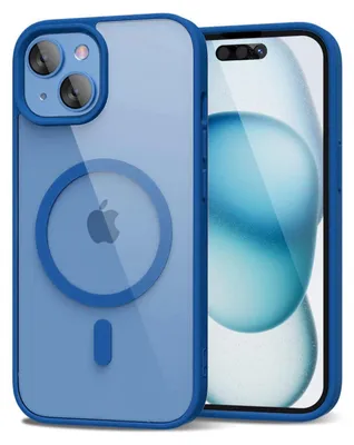 Obrázek produktu pro Magnetický kryt pro iPhone 15, kompatibilní s MagSafe, průhledné nárazuvzdorné pouzdro, ochranný zadní kryt Modrá