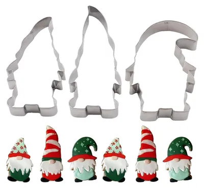 Image de 3 emporte-pièces de Noël, motif lutin, en acier inoxydable
