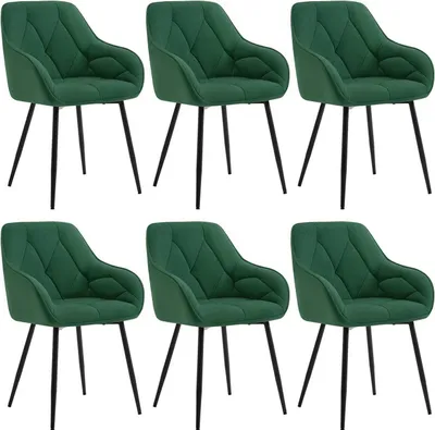 Produktbild von WOLTU Esszimmerstuhl, ergonomischer Sessel, aus Samt, Metallbeine : Dunkelgrün 6 Farbe: Dunkelgrün Stückzahl: 6