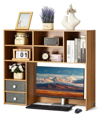 Immagine prodotto di Libreria da scrivania in legno a tre ripiani con cassetti