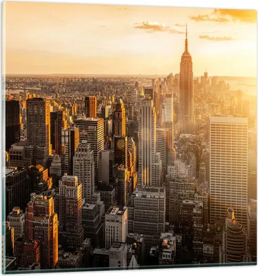 Produktbild von Bilder auf glas - New York Wolkenkratzer Manhattan - 60x60cm - Glasbilder - Wandbilder - Kunstdruck - zum Aufhängen bereit - Wanddekoration aus Glas - Glas Bilder - Wandbild auf Glas - GAC60x60-2672