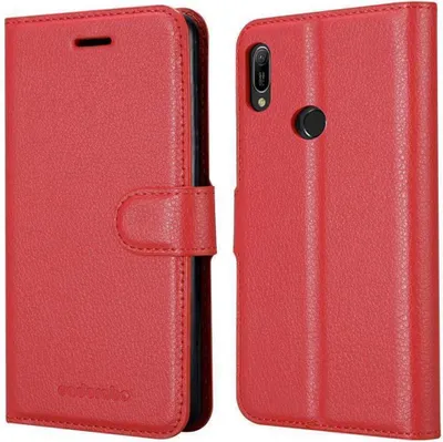 Immagine prodotto di Cadorabo custodia per Huawei Y6 2019 custodia protettiva in rosso custodia per cellulare cover chiusura magnetica