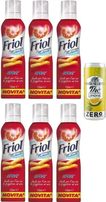 Produktbild von 6er-Pack Friol Olio Spray,Sprühöl, ideal für die Verwendung mit der Heißluftfritteuse,150ml + 1er-Pack San Benedetto Eistee mit Zitrone Ohne Zucker 330ml Dose